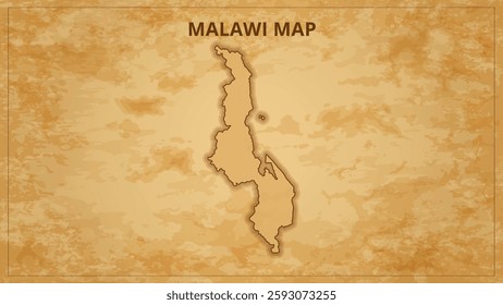 A Vintage Map Depicting the Borders of the Malawi. Malawi map with federal states in A vintage map based background, Political Malawi Map