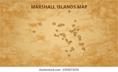 A Vintage Map Depicting the Borders of the Marshall Islands. Marshall Islands map with federal states in A vintage map based background, Political Marshall Islands Map