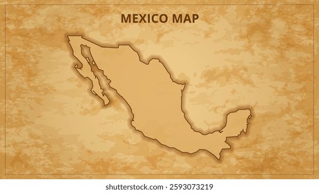A Vintage Map Depicting the Borders of the Mexico. Mexico map with federal states in A vintage map based background, Political Mexico Map