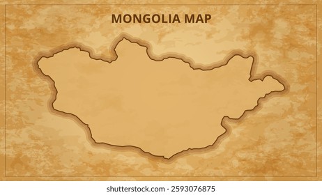 A Vintage Map Depicting the Borders of the Mongolia. Mongolia map with federal states in A vintage map based background, Political Mongolia Map