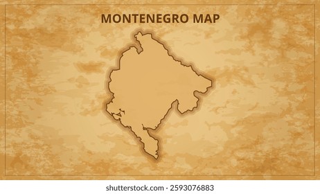 A Vintage Map Depicting the Borders of the Montenegro. Montenegro map with federal states in A vintage map based background, Political Montenegro Map