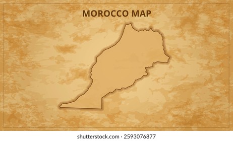 A Vintage Map Depicting the Borders of the Morocco. Morocco map with federal states in A vintage map based background, Political Morocco Map