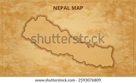 A Vintage Map Depicting the Borders of the Nepal. Nepal map with federal states in A vintage map based background, Political Nepal Map