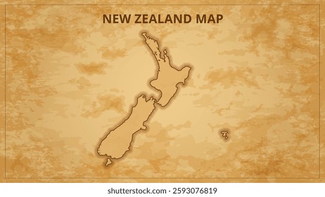 A Vintage Map Depicting the Borders of the New Zealand. New Zealand map with federal states in A vintage map based background, Political New Zealand Map