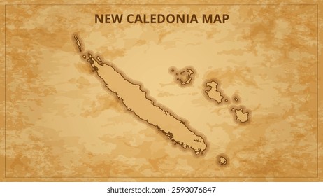 A Vintage Map Depicting the Borders of the New Caledonia. New Caledonia map with federal states in A vintage map based background, Political New Caledonia Map