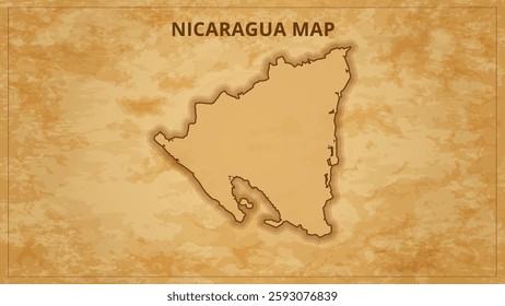 A Vintage Map Depicting the Borders of the Nicaragua. Nicaragua map with federal states in A vintage map based background, Political Nicaragua Map