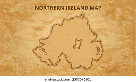 A Vintage Map Depicting the Borders of the Northern Ireland. Northern Ireland map with federal states in A vintage map based background, Political Northern Ireland Map