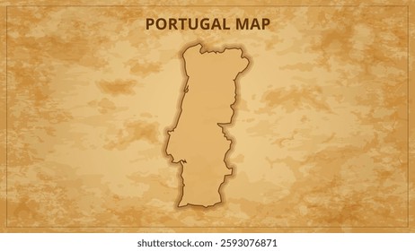 A Vintage Map Depicting the Borders of the Portugal. Portugal map with federal states in A vintage map based background, Political Portugal Map
