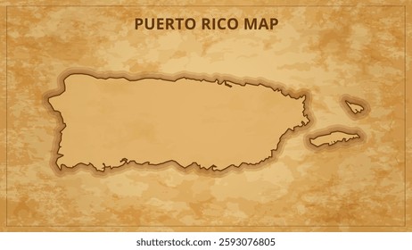 A Vintage Map Depicting the Borders of the Puerto Rico. Puerto Rico map with federal states in A vintage map based background, Political Puerto Rico Map