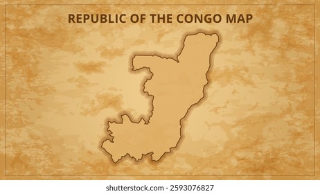 A Vintage Map Depicting the Borders of the Republic of the Congo. Republic of the Congo map with federal states in A vintage map based background, Political Republic of the Congo Map