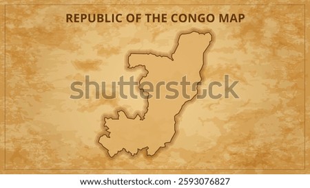A Vintage Map Depicting the Borders of the Republic of the Congo. Republic of the Congo map with federal states in A vintage map based background, Political Republic of the Congo Map