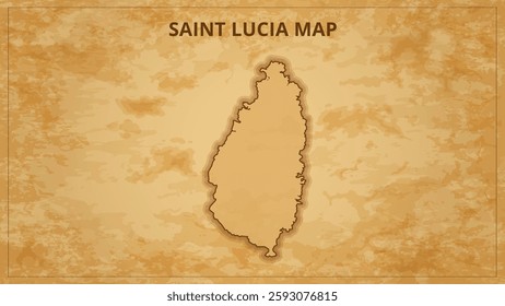 A Vintage Map Depicting the Borders of the Saint Lucia. Saint Lucia map with federal states in A vintage map based background, Political Saint Lucia Map