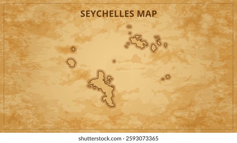 A Vintage Map Depicting the Borders of the Seychelles. Seychelles map with federal states in A vintage map based background, Political Seychelles Map