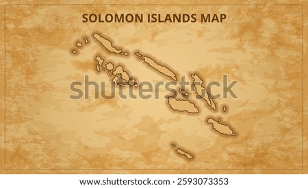 A Vintage Map Depicting the Borders of the Solomon Islands. Solomon Islands map with federal states in A vintage map based background, Political Solomon Islands Map