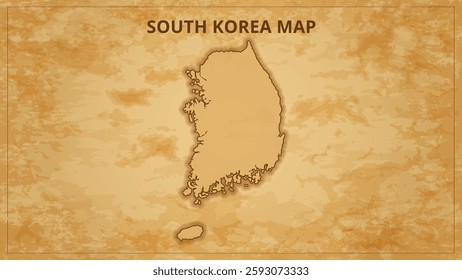 A Vintage Map Depicting the Borders of the South Korea. South Korea map with federal states in A vintage map based background, Political South Korea Map