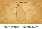 A Vintage Map Depicting the Borders of the Sri Lanka. Sri Lanka map with federal states in A vintage map based background, Political Sri Lanka Map