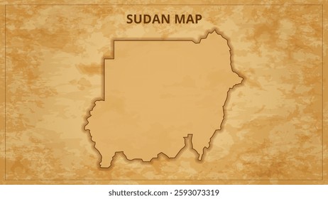 A Vintage Map Depicting the Borders of the Sudan. Sudan map with federal states in A vintage map based background, Political Sudan Map