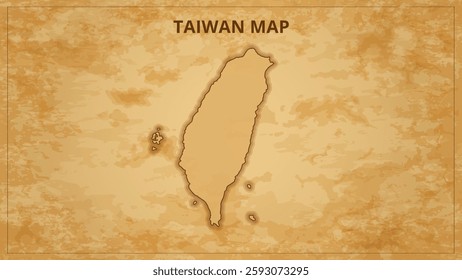 A Vintage Map Depicting the Borders of the Taiwan. Taiwan map with federal states in A vintage map based background, Political Taiwan Map