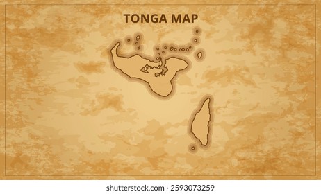 A Vintage Map Depicting the Borders of the Tonga. Tonga map with federal states in A vintage map based background, Political Tonga Map