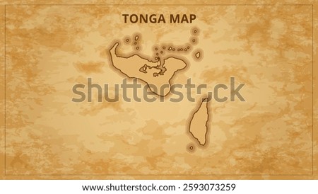 A Vintage Map Depicting the Borders of the Tonga. Tonga map with federal states in A vintage map based background, Political Tonga Map
