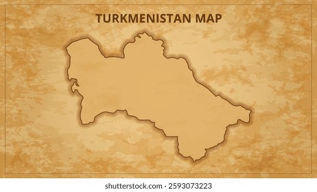 A Vintage Map Depicting the Borders of the Turkmenistan. Turkmenistan map with federal states in A vintage map based background, Political Turkmenistan Map