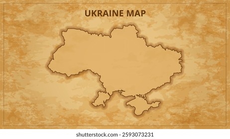 A Vintage Map Depicting the Borders of the Ukraine. Ukraine map with federal states in A vintage map based background, Political Ukraine Map