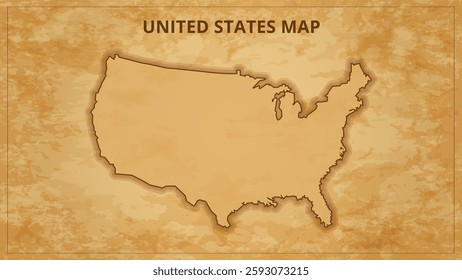 A Vintage Map Depicting the Borders of the United States. United States map with federal states in A vintage map based background, Political United States Map