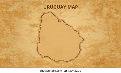 A Vintage Map Depicting the Borders of the Uruguay. Uruguay map with federal states in A vintage map based background, Political Uruguay Map