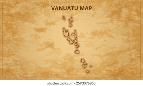 A Vintage Map Depicting the Borders of the Vanuatu. Vanuatu map with federal states in A vintage map based background, Political Vanuatu Map