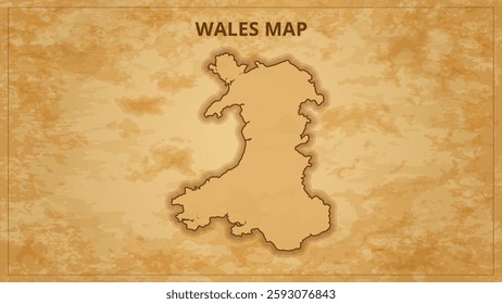 A Vintage Map Depicting the Borders of the Wales. Wales map with federal states in A vintage map based background, Political Wales Map
