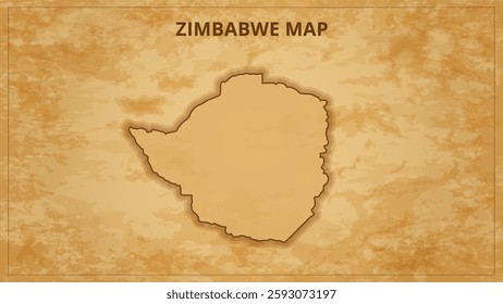 A Vintage Map Depicting the Borders of the Zimbabwe. Zimbabwe map with federal states in A vintage map based background, Political Zimbabwe Map