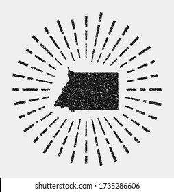 Vintage map of Equatorial Guinea. Grunge sunburst around the country. Black Equatorial Guinea shape with sun rays on white background. Vector illustration.