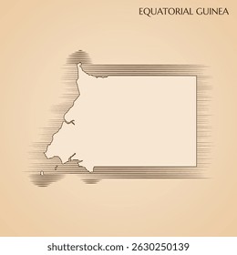 Vintage map of Equatorial Guinea vector stock illustration design template. Vector EPS 10.