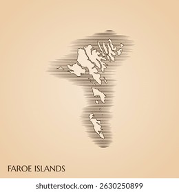 Vintage map of Faroe Islands vector stock illustration design template. Vector EPS 10.
