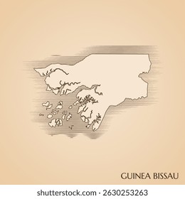 Vintage map of Guinea Bissau vector stock illustration design template. Vector EPS 10.