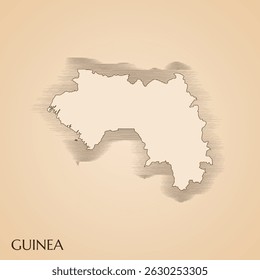 Vintage map of Guinea vector stock illustration design template. Vector EPS 10.