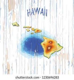 Vintage map of Hawaii. Vector illustration template for wall art and marketing in square format.