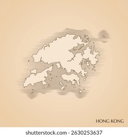 Vintage map of Hong Kong vector stock illustration design template. Vector EPS 10.
