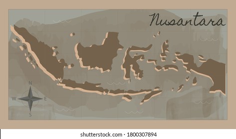 Vintage map of indonesia vector. Nusnatara means Indonesia in ancient times.