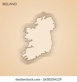 Vintage map of Ireland vector stock illustration design template. Vector EPS 10.