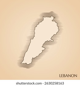Vintage map of Lebanon vector stock illustration design template. Vector EPS 10.