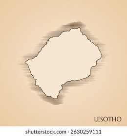 Vintage map of Lesotho vector stock illustration design template. Vector EPS 10.