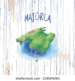 Vintage map of Majorca. Vector illustration template for wall art and marketing in square format.