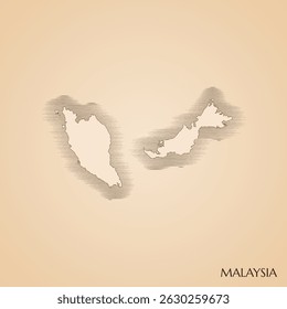 Mapa vintage de Malásia modelo de design de ilustração de estoque vetor. Vetor EPS 10