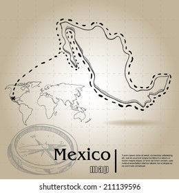 vintage map of Mexico