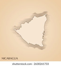 Vintage map of Nicaragua vector stock illustration design template. Vector EPS 10.