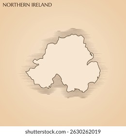 Vintage map of Northern Ireland vector stock illustration design template. Vector EPS 10.