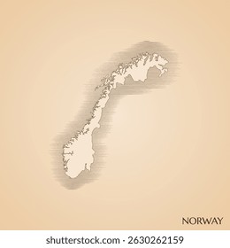 Vintage map of Norway vector stock illustration design template. Vector EPS 10.
