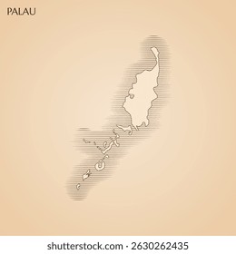 Vintage map of Palau vector stock illustration design template. Vector EPS 10.