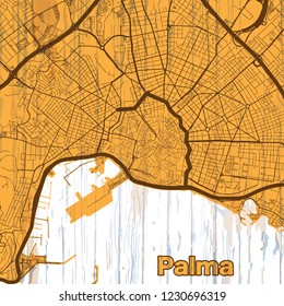 Vintage map of Palma. Vector illustration template for wall art and marketing in square format.